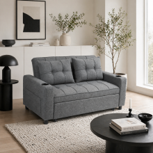 Rireel Diha Dark Grey Upholstered 2 Seater Pull Out Sofa Bed