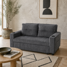 Noripa Dark Grey Corduroy 2 Seater Click Clack Sofa Bed