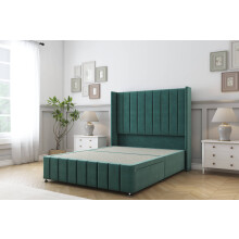 (2'6 Small Single, Emerald) Sloomy Melbourne Plush Divan Bed Base No Drawers With 54" Wingback Headboard & 12" Matching Footboard