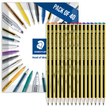 (2B, B, HB, H, 2H) Staedtler Noris 121 Graphite Pencils, Pack of 40