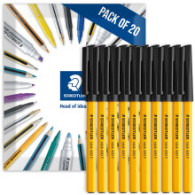 (Black) Staedtler 430F Stick Ballpoint Fine Pens Pack of 20