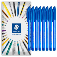(Blue) Staedtler 4320 Stick Ballpoint Pens Medium 8 Pack