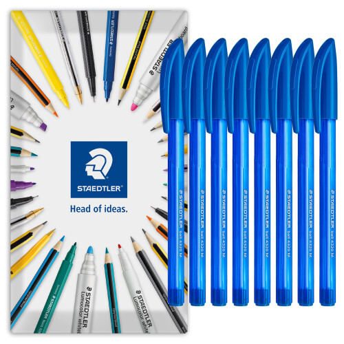 Staedtler (Blue) Staedtler 4320 Stick Ballpoint Pens Medium 8 Pack