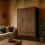 Juno Black and Walnut Wood Wardrobe 3 Doors 3 Drawers 1