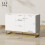 Luka White Sideboard 3 Drawers 2 Doors Chevron Design Gold Accents 3