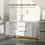 Luka White Sideboard 3 Drawers 2 Doors Chevron Design Gold Accents 6