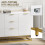 Luka White Sideboard 3 Drawers 2 Doors Chevron Design Gold Accents 7