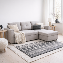Kaba Fabric Light Grey 3 Seater Sofa Bed With Hidden Storage