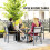 Revafa Metal Grey Round Garden Dining Table With Wood Effect 4