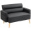 Raha Black Faux Leather Compact 2 Seater Sofa 2