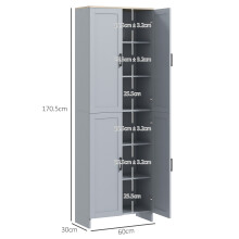 Keketa 171cm Wooden Grey 4 Door Modern Kitchen Pantry Cabinet