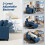 Norapa Fabric Dark Blue 3 In One Convertible Single Sofa Bed 5