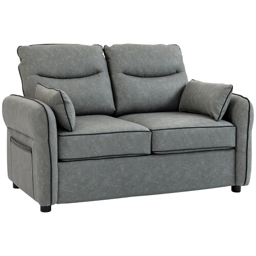 Pamazi Grey Faux Leather 2 Seater Sofa 1