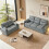 Pamazi Grey Faux Leather 2 Seater Sofa 7
