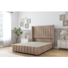 (2'6 Small Single, Mink) Sloomy Melbourne Naples Divan Bed Base No Drawers With 54" Wingback Headboard & 12" Matching Footboard