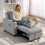 Soliri Light Grey Upholstered 3 In One Convertible Single Sofa Bed Tufted Cushion 3