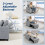 Soliri Light Grey Upholstered 3 In One Convertible Single Sofa Bed Tufted Cushion 6