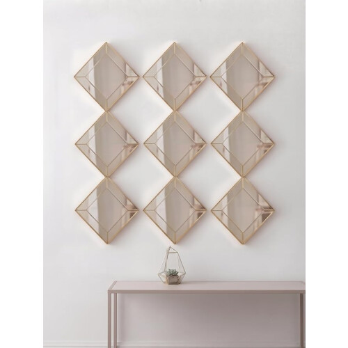 9x Gold Contemporary Wall Mirror Medium Frame 30Cm 1