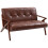 Kara Faux Leather Brown Compact 2 Seater Sofa With Tufted Back 2