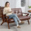 Kara Faux Leather Brown Compact 2 Seater Sofa With Tufted Back 3