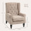 Nobael Beige Retro Wingback Accent Chair With Diamond Button Tufted Upholstery 3