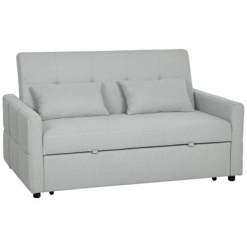 Fapa Light Grey Fabric Upholstered 3 Way Convertible 2 Seater Sofa Bed 1