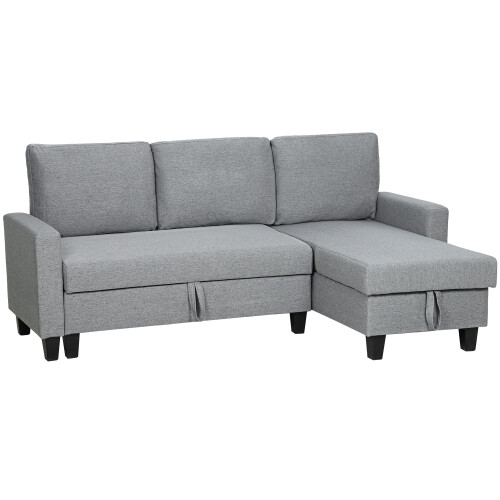 Fima Light Grey Fabric Upholstered 3 Seater Sofa Bed With Storage 1