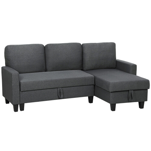 Lulo Dark Grey Fabric Upholstered 3 Seater Sofa Bed With Storage 1