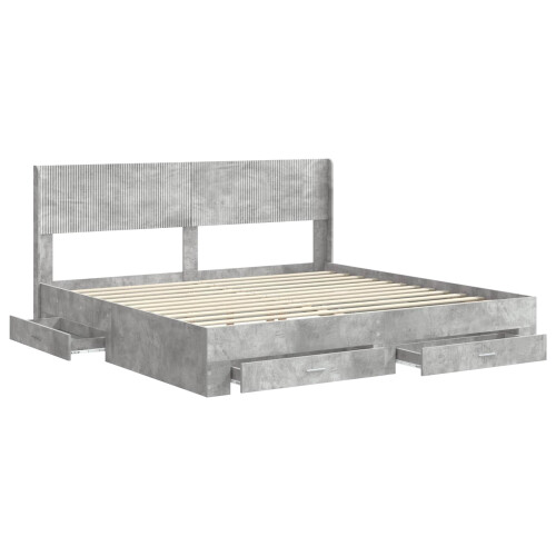 VidaXL vidaXL Bed Frame with Storage and Headboard Concrete Grey 2