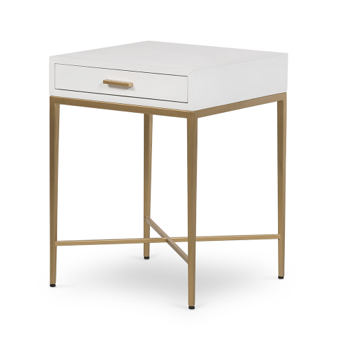 Ravenna White Gloss and Gold Bedside Table with Drawer 2