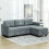Vinole Rado Fabric Dark Grey Modular L ShaFauxd Sofa With Built In Storage 3