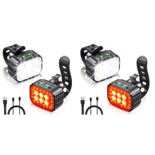2X Bike Light Set Super Bright,Bike USB Rechargeable LED Light,Bike Light for Night Riding,Bike Front and Tail Light