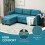 Torono Light Blue Upholstered Modular L Shaped Sofa With Built In Storage 6
