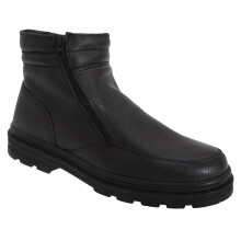 (6 UK, Black) Roamers Mens Twin Zip Faux Fur Thermal Warm Lined Boots