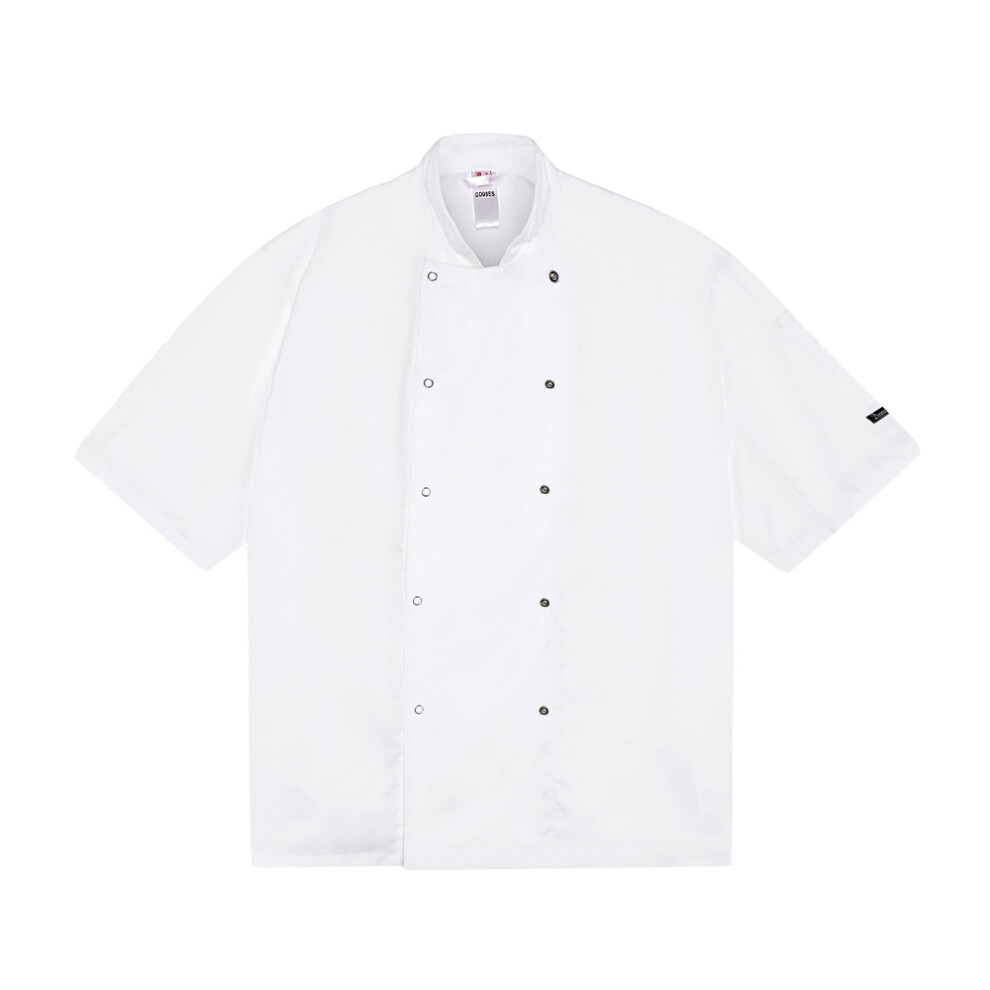 (L, White) Dennys Unisex Adult Press Stud Long-Sleeved Chef Jacket 5063527515513