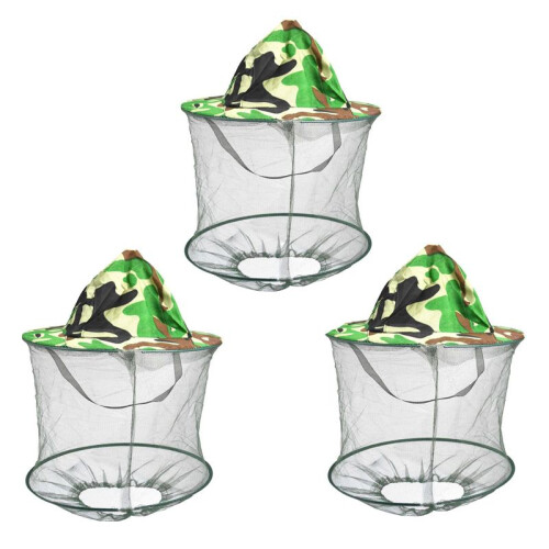 3X Camouflage Patten Beekeeper Hat Beekeeping Face Mask
