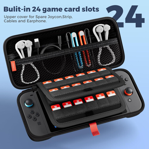Protective Case for Nintendo Switch 2 with 24 Game Slots Black — nintendo switch case, switch 2 cover, game case 1