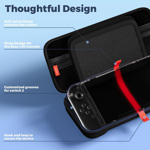 Protective Case for Nintendo Switch 2 with 24 Game Slots Black — nintendo switch case, switch 2 cover, game case 2