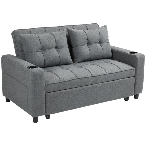 Rireel Diha Dark Grey Upholstered 2 Seater Pull Out Sofa Bed 1