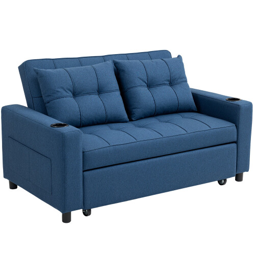 Mizifi Fabric Dark Blue 2 Seater Pull Out Sofa Bed 1