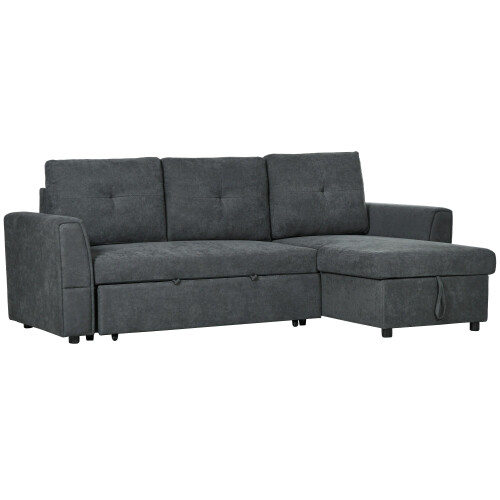 Moso Dark Grey Fabric 3 Seater Pull Out Sofa Bed With Hidden Storage 1