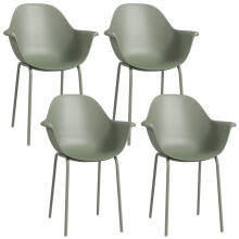 4er-Set Gartenstühle mit Armlehnen, wetterfester Kunststoff, grün