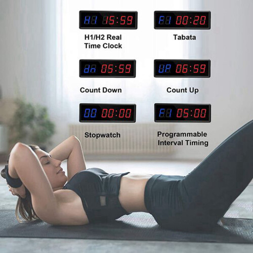 2X Gym Timer,LED Interval Timer Digital Countdown Wall Mounted Clock Fitness Timer,Digits Down/ Clock Stopwatch 2