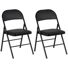 Set mit 2 klappbaren Bürostühlen, Kunstleder, Metallbeine, Schwarz