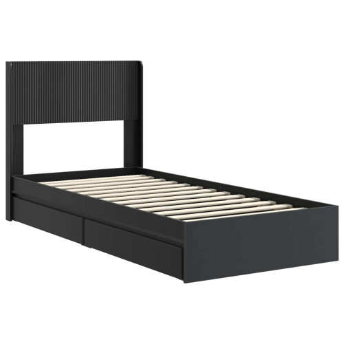 VidaXL vidaXL Bed Frame with Storage and Headboard Black 90 x 190 cm 2