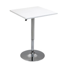 Height Adjustable Rotatable Bar Table with Metal Base White