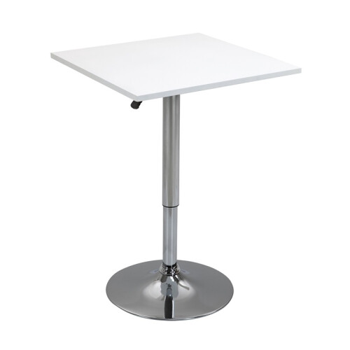 Height Adjustable Rotatable Bar Table with Metal Base White