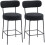 Set of 2 Upholstered Bar Stools with Footrest Black 1