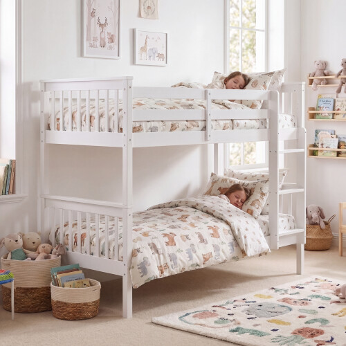 Home Discount (White) Milan Bunk Bed High Sleeper Ladder Solid Wood Pine 2