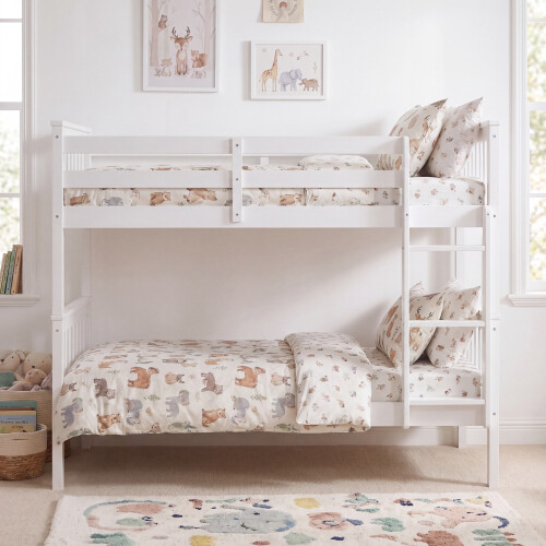 Home Discount (White) Milan Bunk Bed High Sleeper Ladder Solid Wood Pine 1